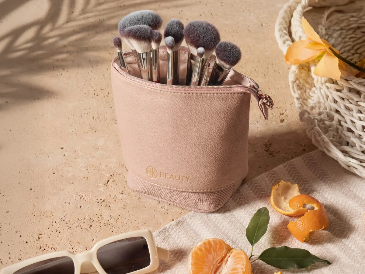 Standup Brush Holder & Travel Makeup Bag - Blush