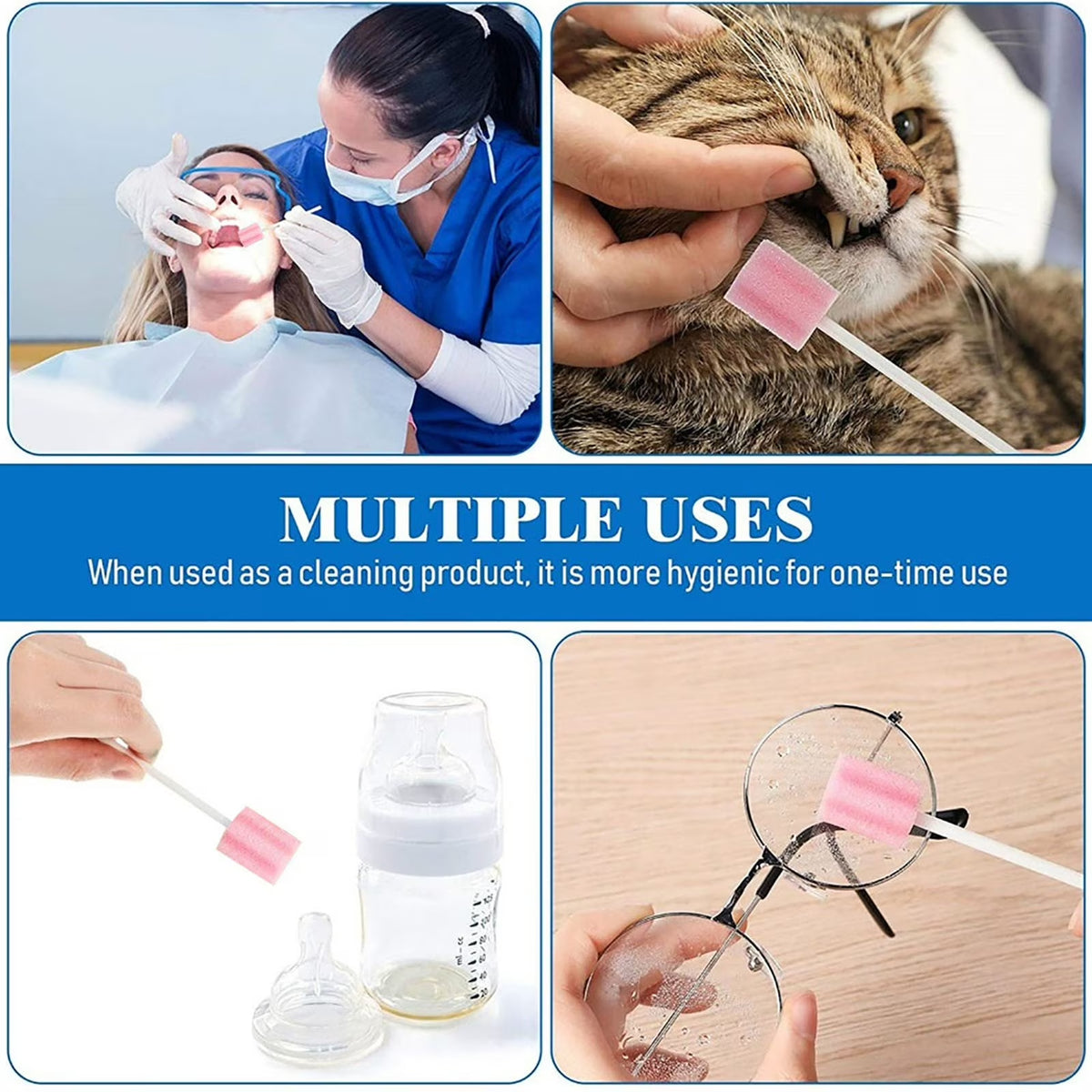 Oral Care Sticks Disposable Sponge 100 Pcs Mouth Sponges for Cleaning in Oral Clinics