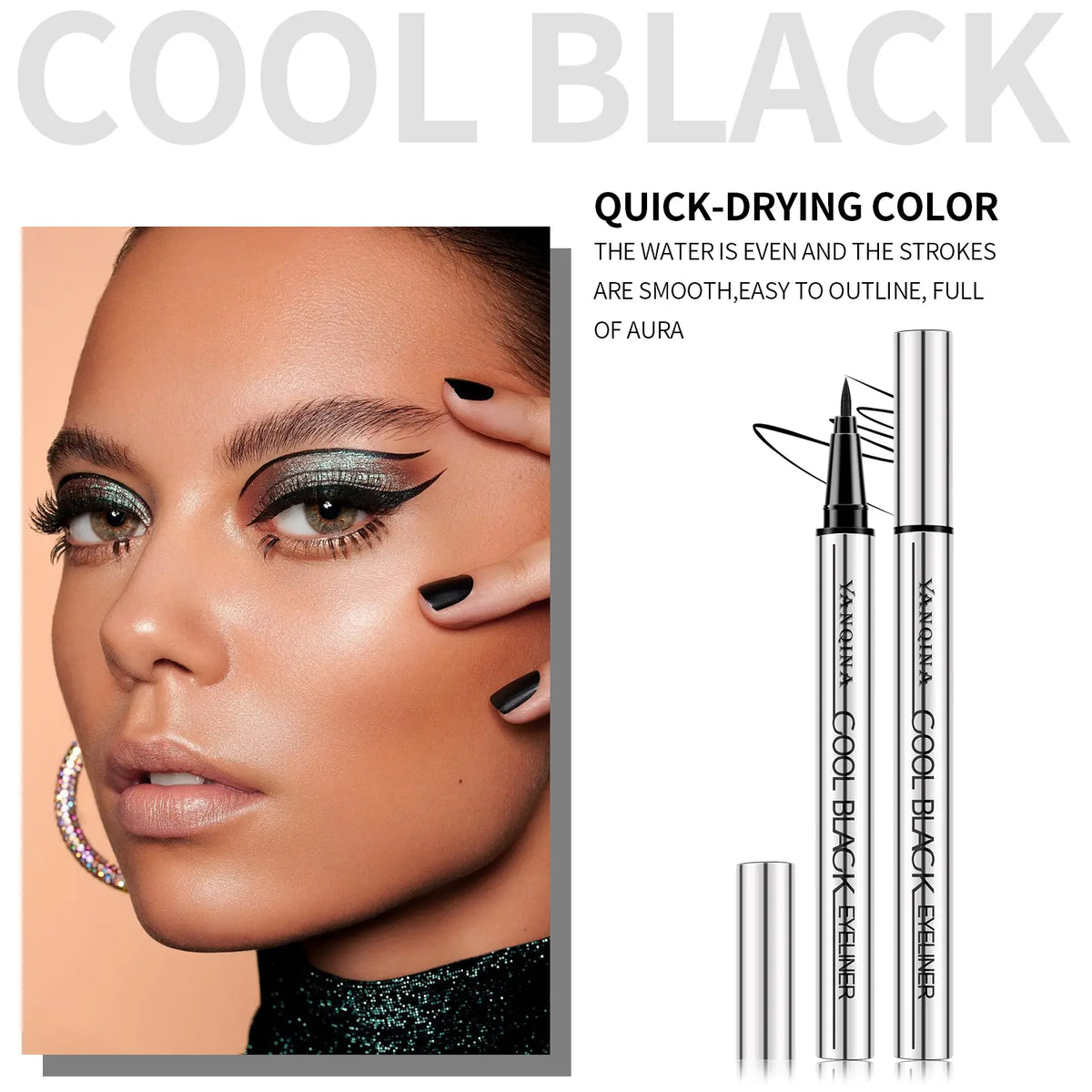 Vegan Liquid Eyeliner Pen - Beauty Products Single Item Makeup, 24-Hour Long Lasting, Waterproof, Lightweight, Flawless Smooth Application, Ultra Creamy Silky Texture, Cruelty Free, Eye Area, Adults, 24 Months, Smudge Proof, 12G