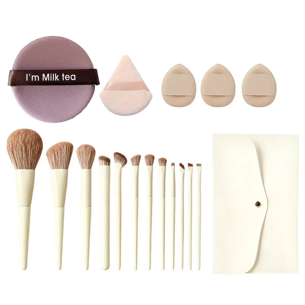 FADUIIO Makeup Brushes Set with Powder Puffs - 5/9/12PCS Professional Brushes with Storage Bag + Triangle/ Finger/ Marshmallow Puff Kit