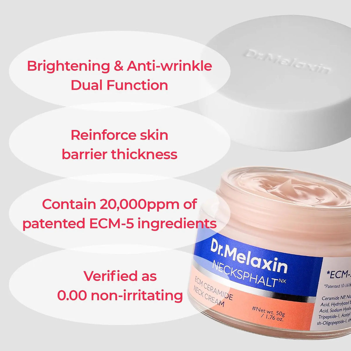 [Dr.Melaxin] Necksphalt ECM Ceramide Neck Cream 50Ml – Firming & Lifting Neck Cream for Wrinkles & Sagging Skin, Ceramide & Collagen for Elasticity & Radiant Glow
