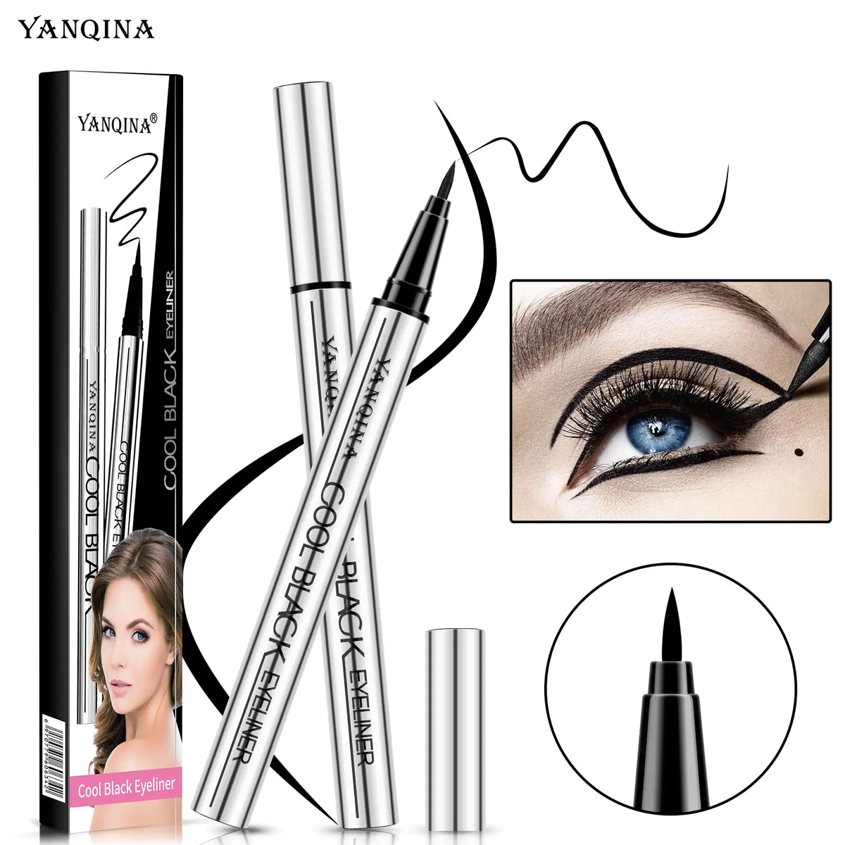 Vegan Liquid Eyeliner Pen - Beauty Products Single Item Makeup, 24-Hour Long Lasting, Waterproof, Lightweight, Flawless Smooth Application, Ultra Creamy Silky Texture, Cruelty Free, Eye Area, Adults, 24 Months, Smudge Proof, 12G