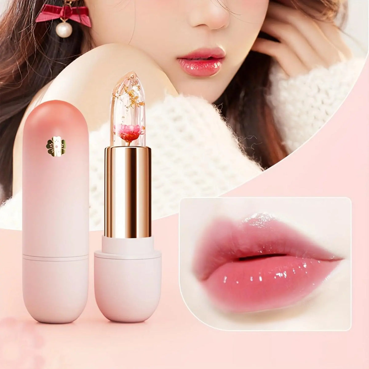 Flower Temperature Color Changing Lip Balm Moisturizing Glossy Lip Plumper Natural Long Lasting Lip Carejuicy Temperature Color Changing Lipstick, Moisturizing Flower , Hydrating Lip Gloss for All Occasions Makeup Glossy Lip-Plumping Lip Balm