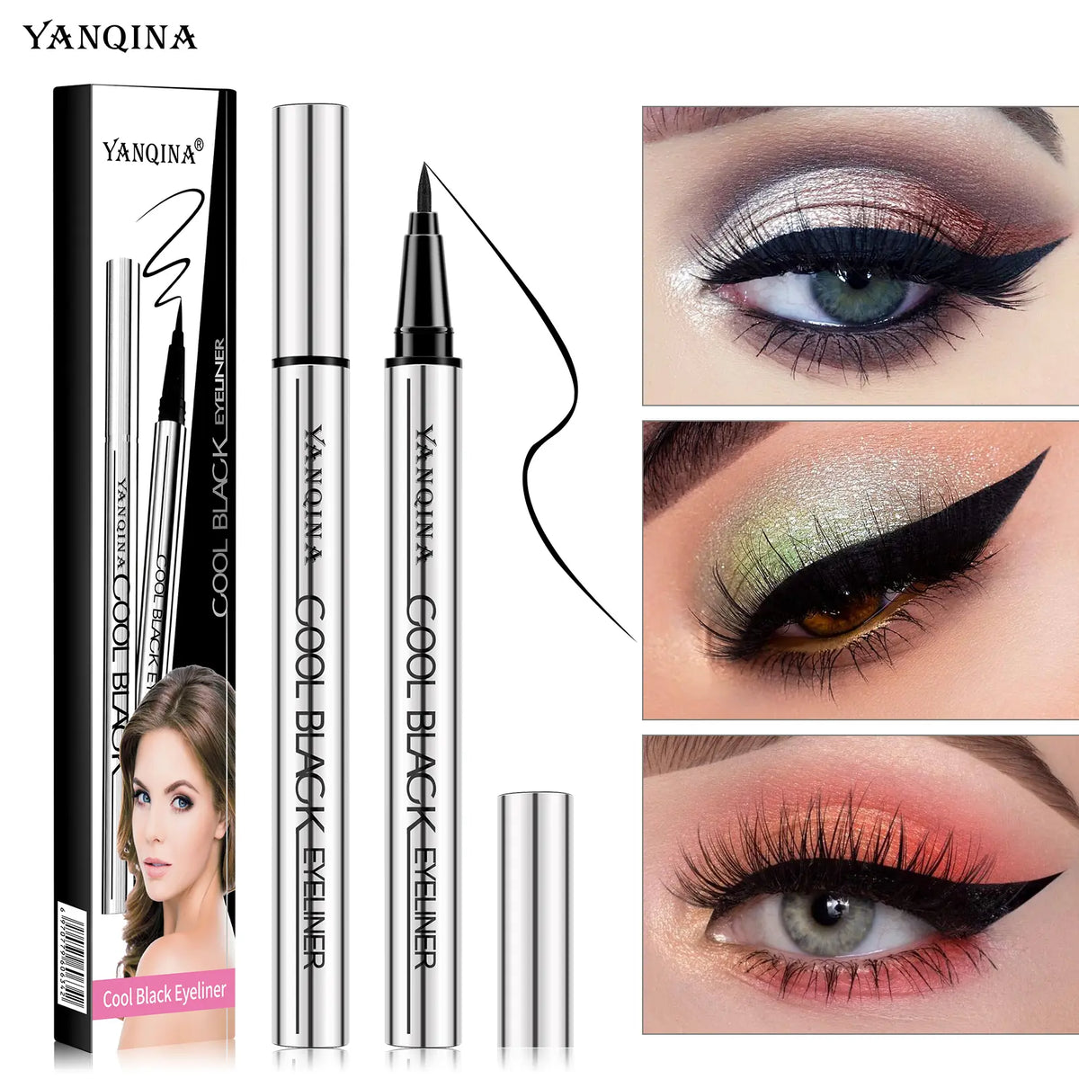 Vegan Liquid Eyeliner Pen - Beauty Products Single Item Makeup, 24-Hour Long Lasting, Waterproof, Lightweight, Flawless Smooth Application, Ultra Creamy Silky Texture, Cruelty Free, Eye Area, Adults, 24 Months, Smudge Proof, 12G