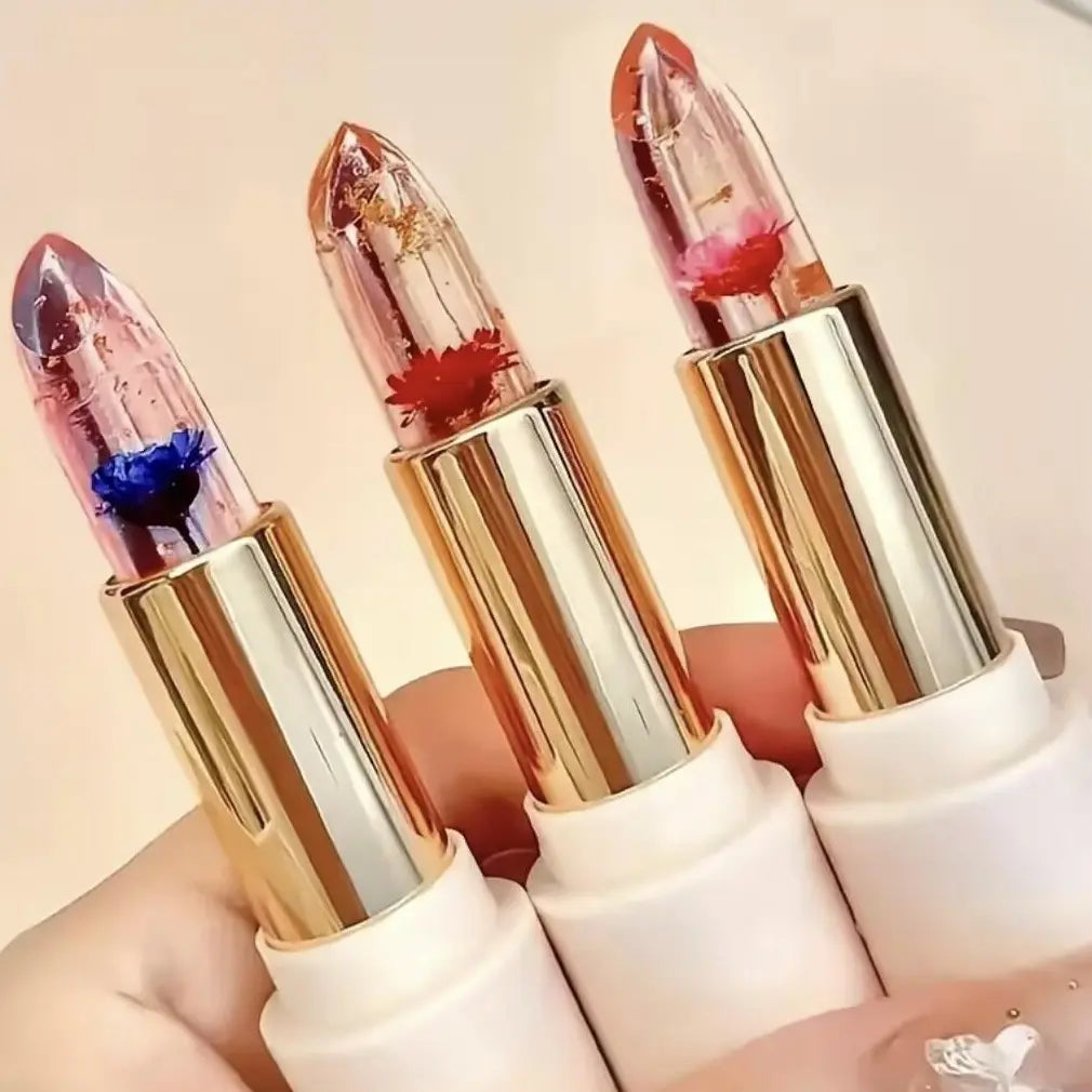Flower Temperature Color Changing Lip Balm Moisturizing Glossy Lip Plumper Natural Long Lasting Lip Carejuicy Temperature Color Changing Lipstick, Moisturizing Flower , Hydrating Lip Gloss for All Occasions Makeup Glossy Lip-Plumping Lip Balm