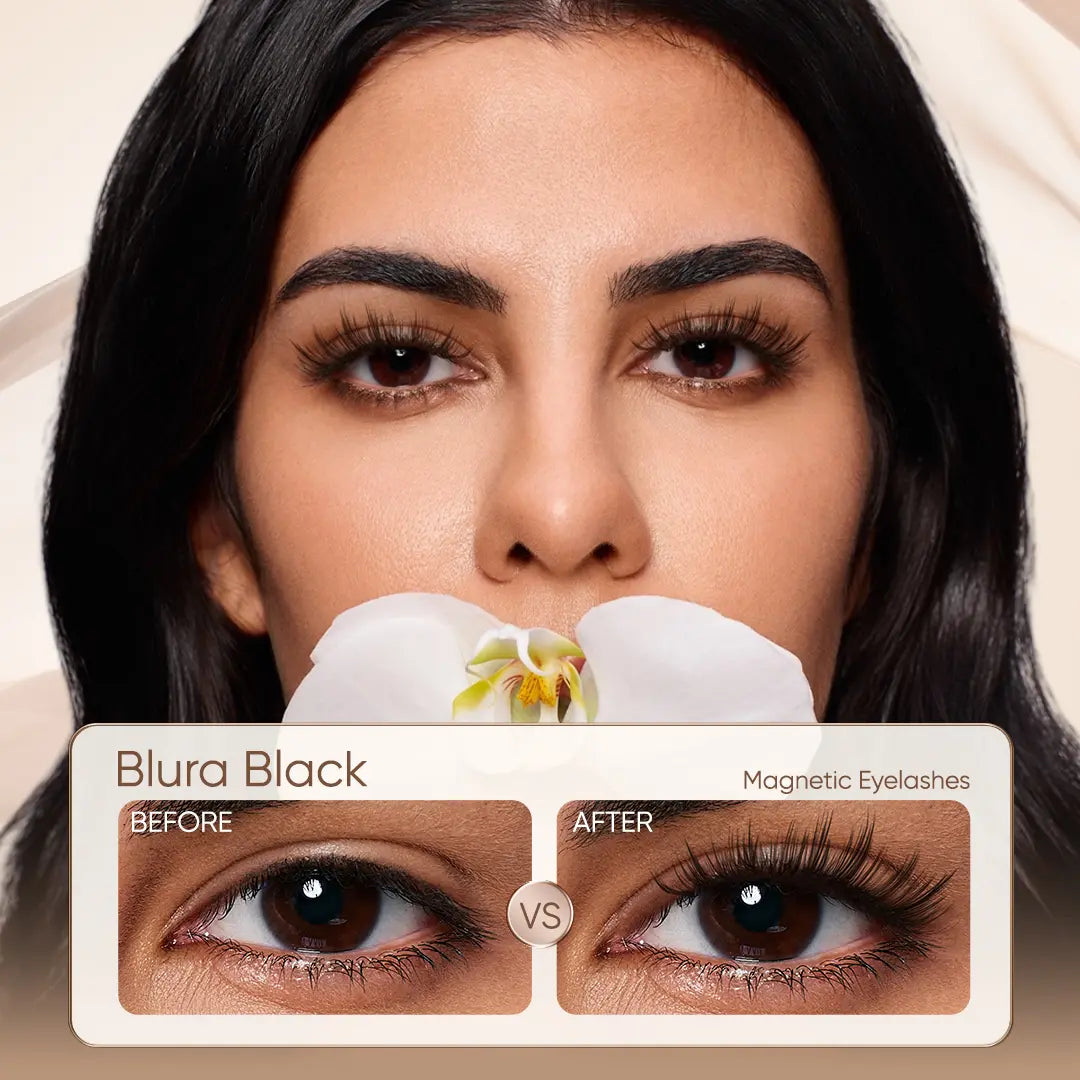 WOSADO Soft Magnetic Eyelashes - Blura Black All-In-One Box, Reusable, Glue-Free, Waterproof, Lightweight, Natural Style Makeup Cosmetic