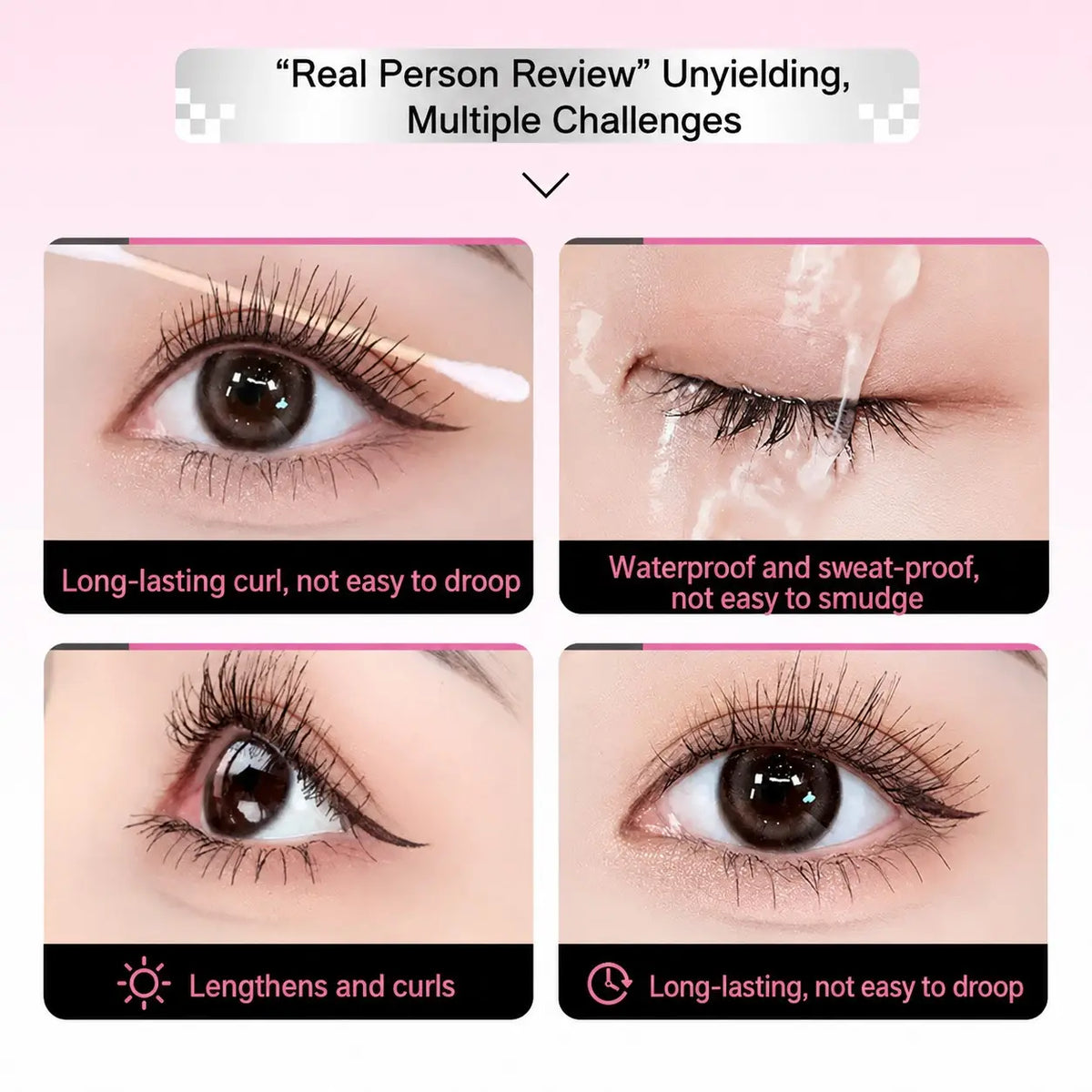 Steel Spiral Brush Mascara Volumizing Waterproof Curling Smudge Proof Non Clumping Lengthening Eyelash Makeup Portable Eye Cosmetic for Daily Women Eye Makeup Bottom