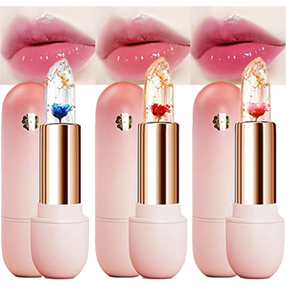Flower Temperature Color Changing Lip Balm Moisturizing Glossy Lip Plumper Natural Long Lasting Lip Carejuicy Temperature Color Changing Lipstick, Moisturizing Flower , Hydrating Lip Gloss for All Occasions Makeup Glossy Lip-Plumping Lip Balm
