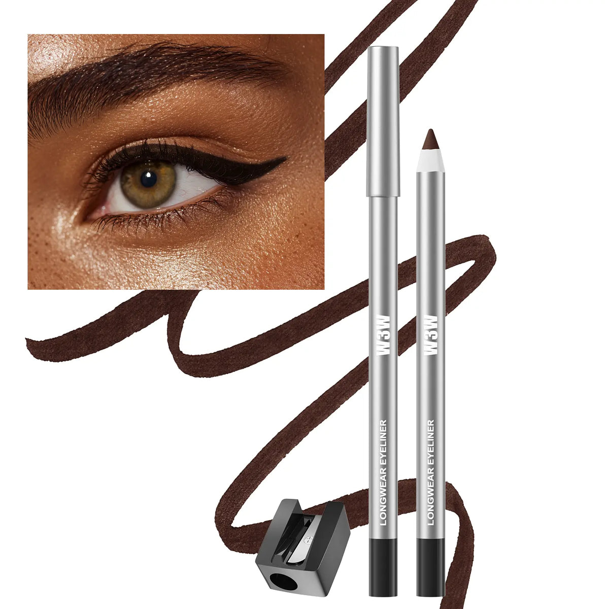 24HR Waterproof Eyeliner Pencil, Smudge-Proof Long-Lasting Eye Liner, Smooth Creamy Formula, Easy Apply Eye Makeup for Daily Wear