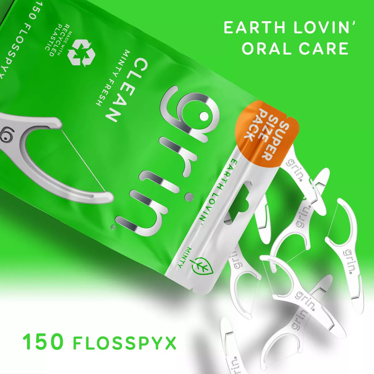 Grin Oral Care Fine Flosspyx - 150Ct