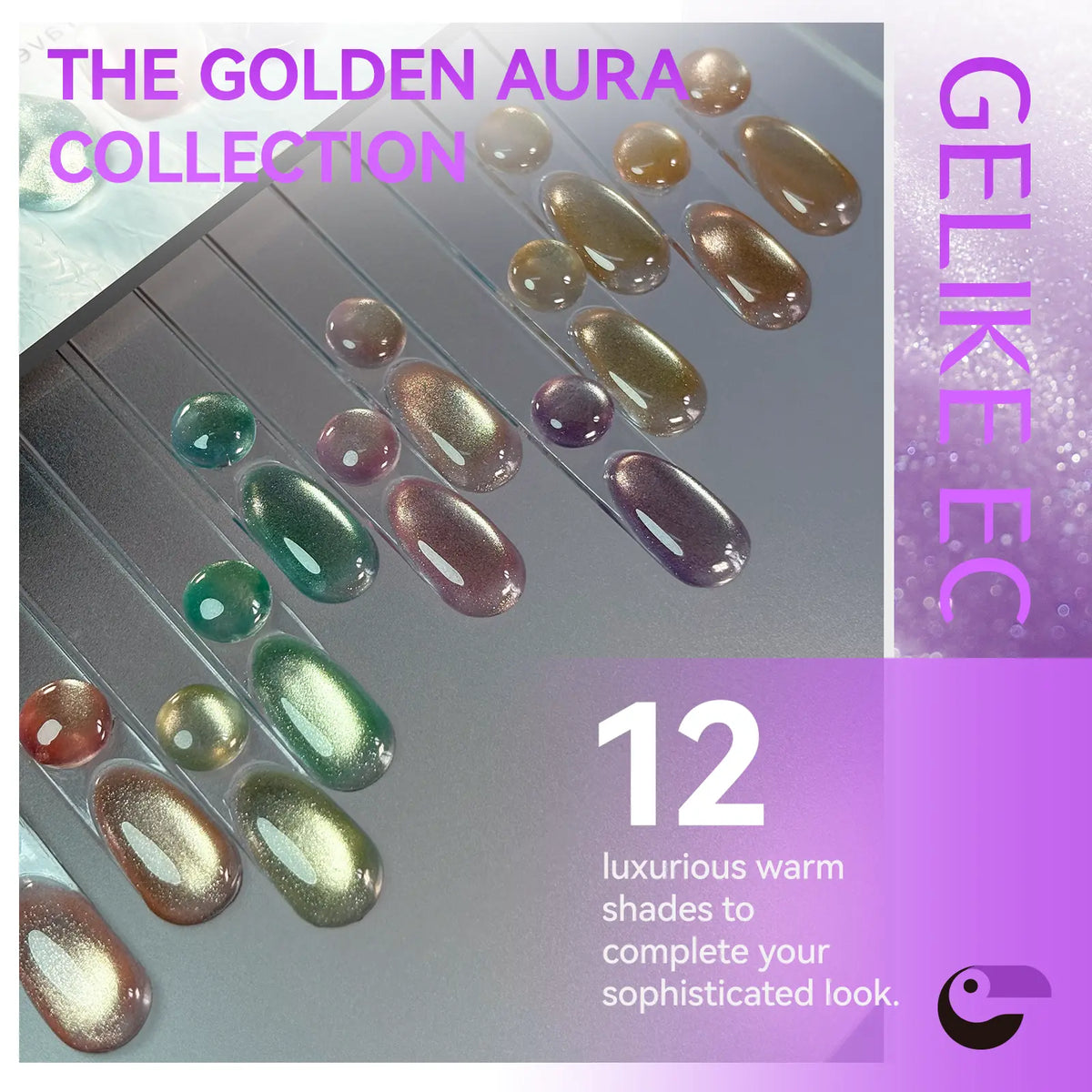 Gelikeec Cat Eye Gel Polish Nail Set with Magnet Stick Aurora Salon Quality Daily Use Women 16Ml Large Volume Series