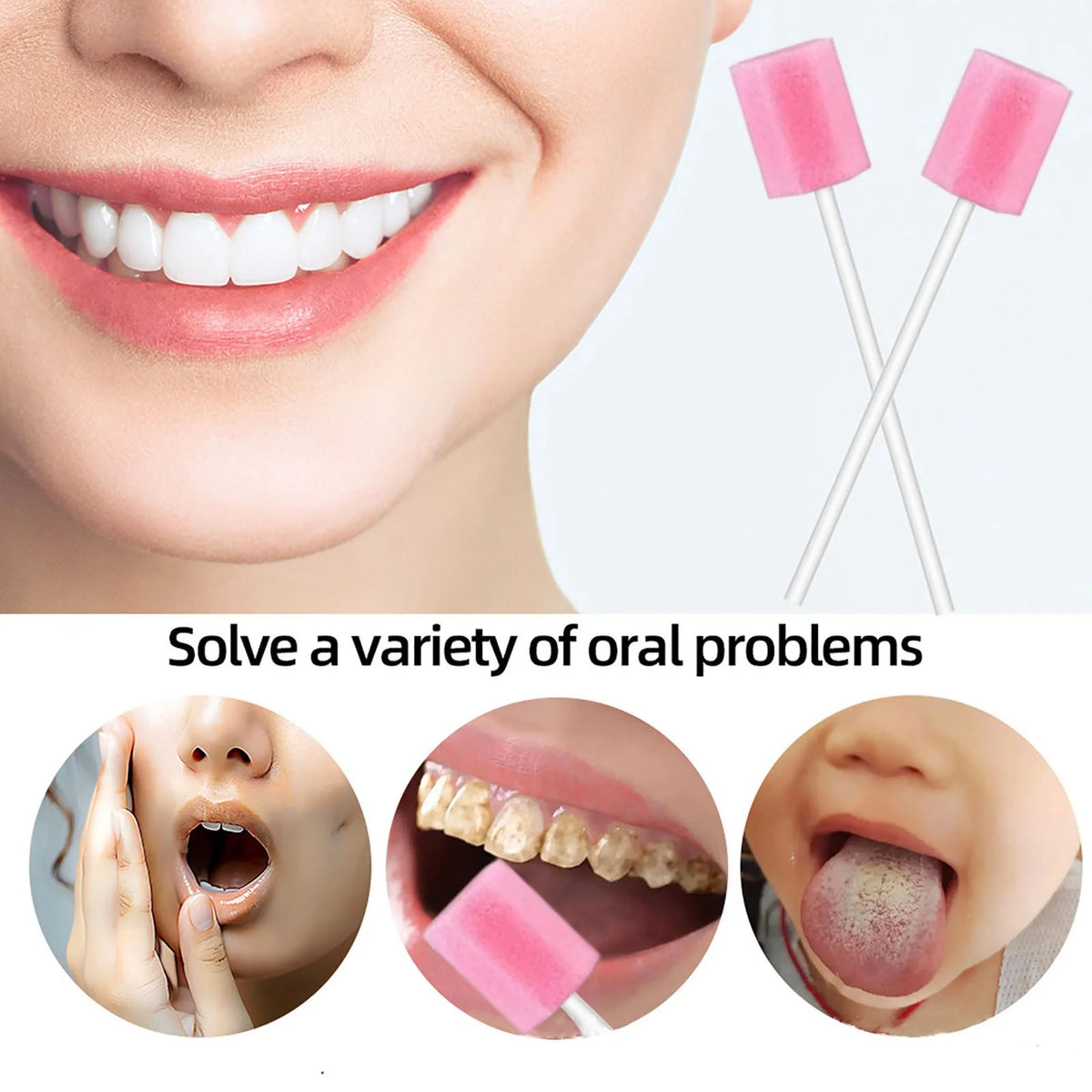 Oral Care Sticks Disposable Sponge 100 Pcs Mouth Sponges for Cleaning in Oral Clinics