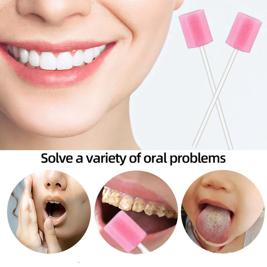 Oral Care Sticks Disposable Sponge 100 Pcs Mouth Sponges for Cleaning in Oral Clinics