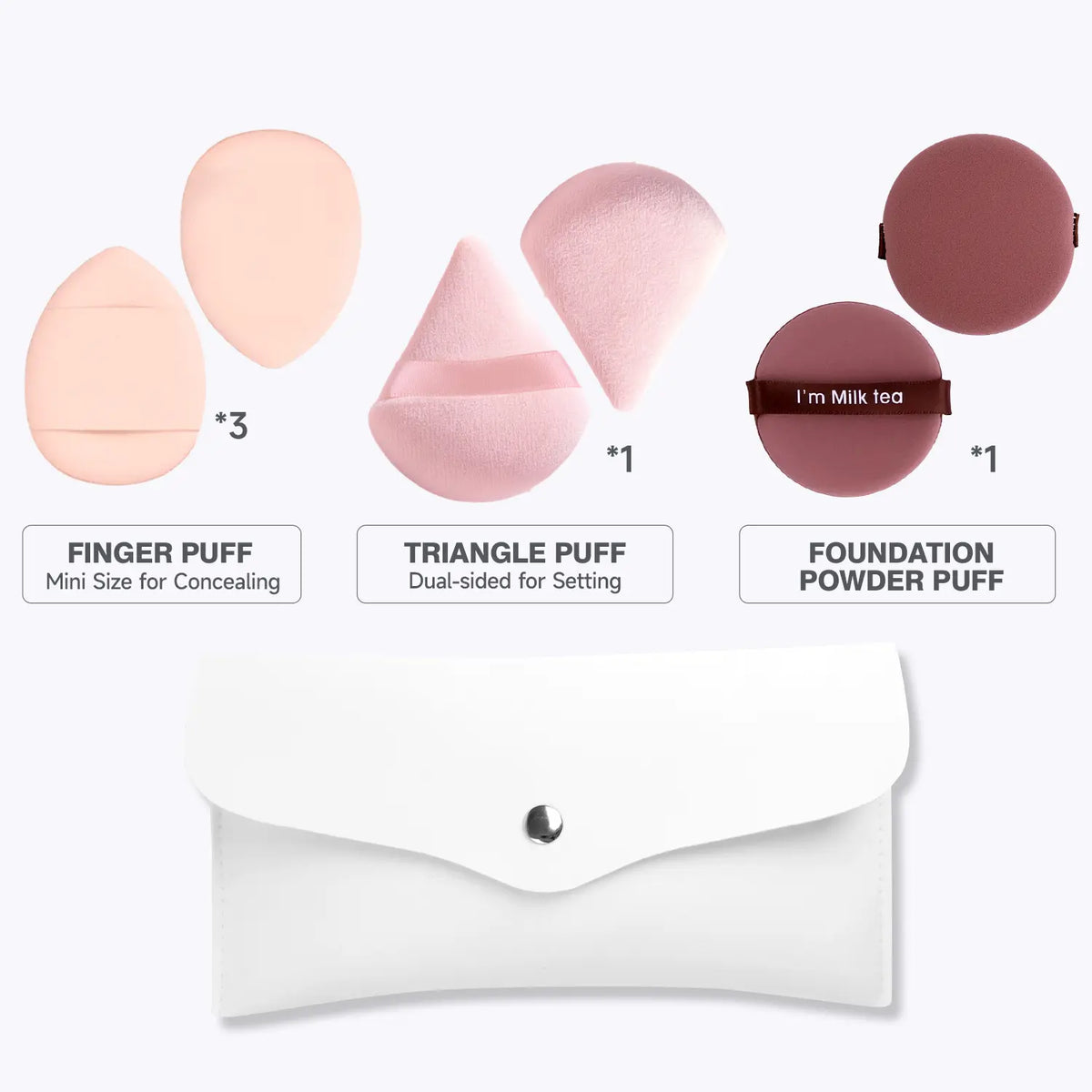 FADUIIO Makeup Brushes Set with Powder Puffs - 5/9/12PCS Professional Brushes with Storage Bag + Triangle/ Finger/ Marshmallow Puff Kit