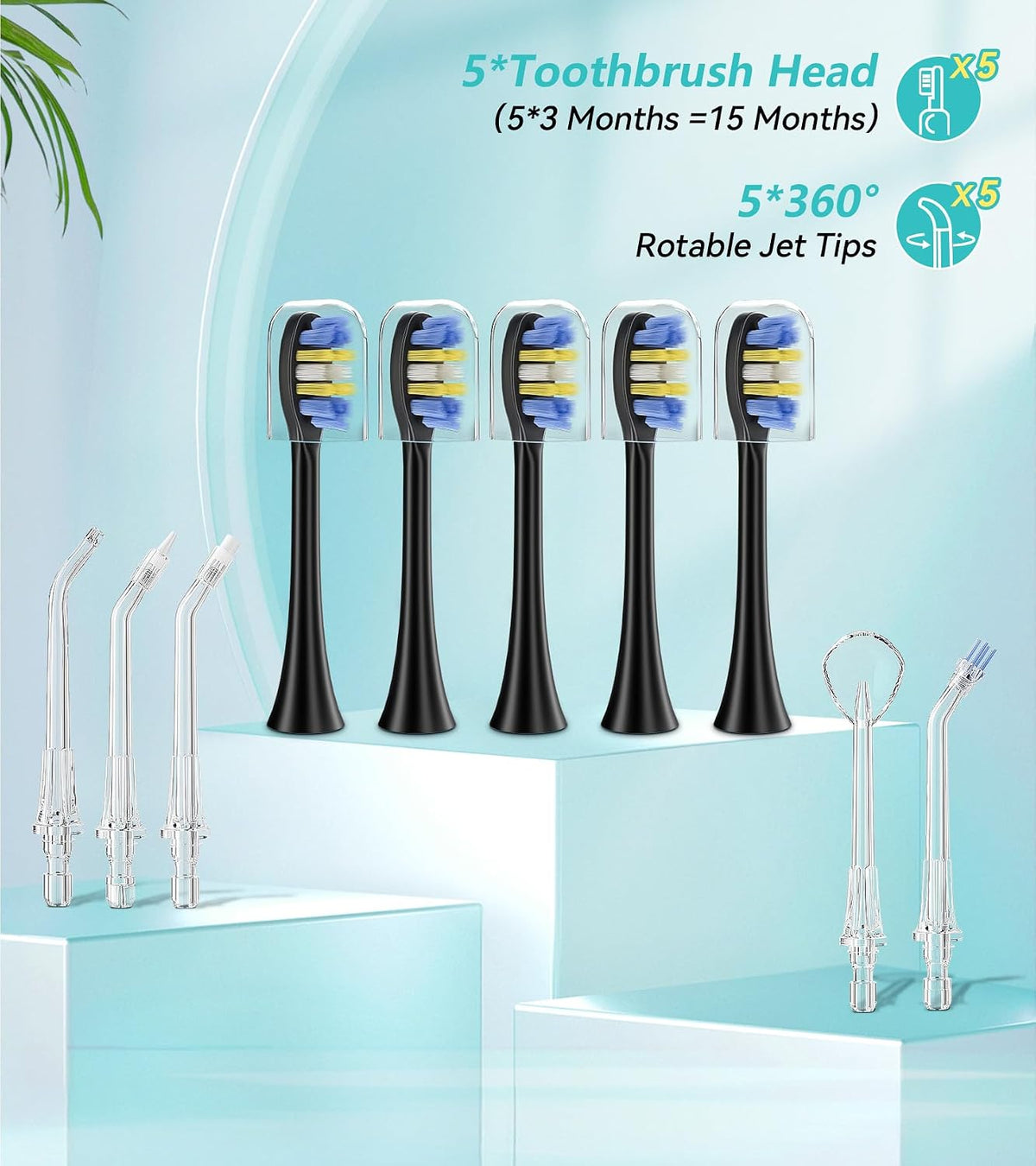 Professional Water Flosser & Electric Toothbrush Combo, 600ML Home Use Oral Irrigator for 10 Adjustable Water Pressure, 2 Cleaning Modes, 1+1 Brushing & Flossing for Complete Oral Care