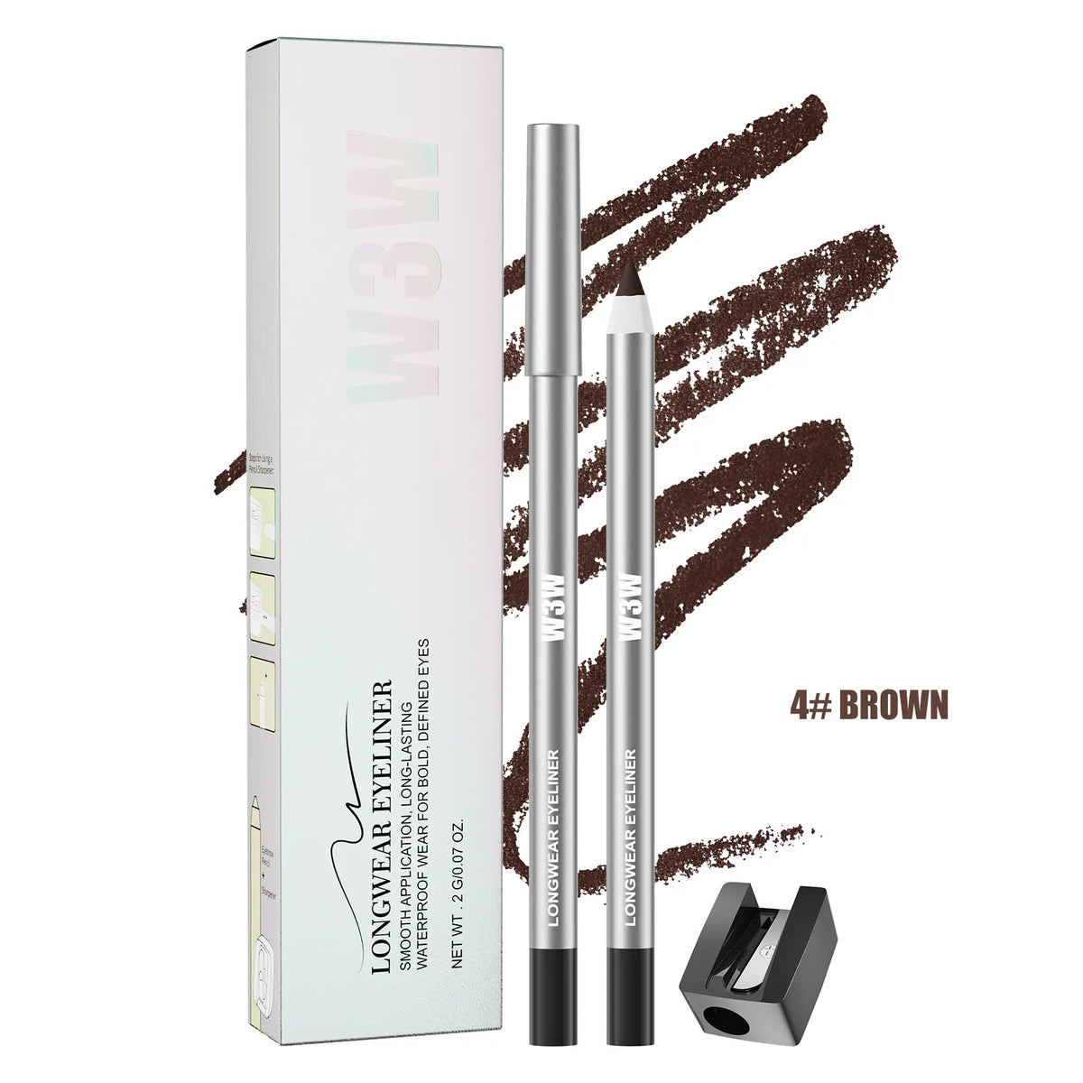 24HR Waterproof Eyeliner Pencil, Smudge-Proof Long-Lasting Eye Liner, Smooth Creamy Formula, Easy Apply Eye Makeup for Daily Wear