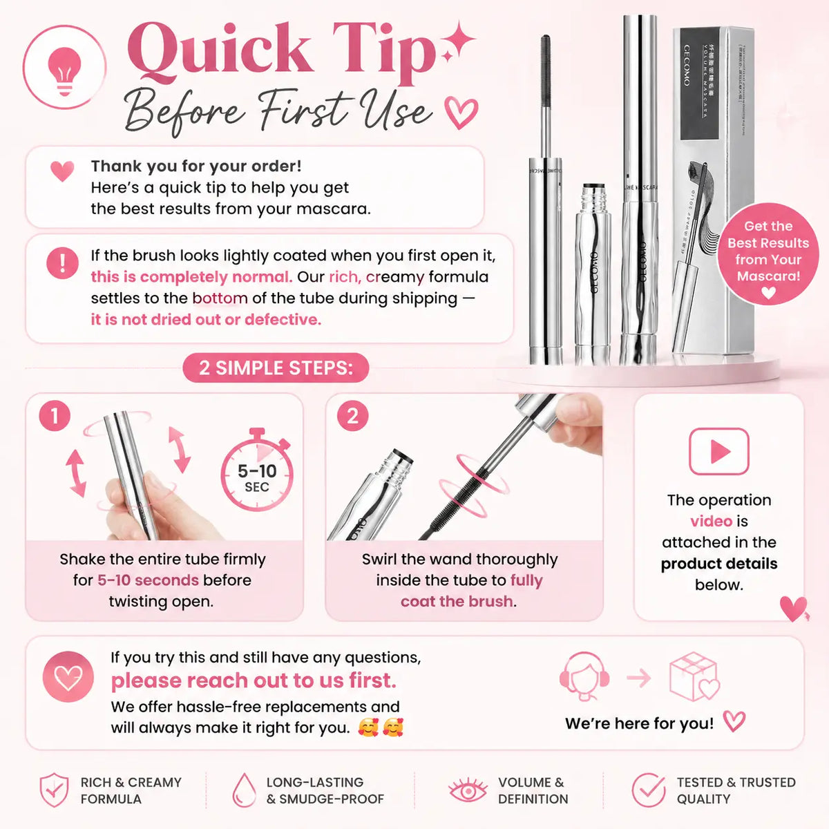 Steel Spiral Brush Mascara Volumizing Waterproof Curling Smudge Proof Non Clumping Lengthening Eyelash Makeup Portable Eye Cosmetic for Daily Women Eye Makeup Bottom