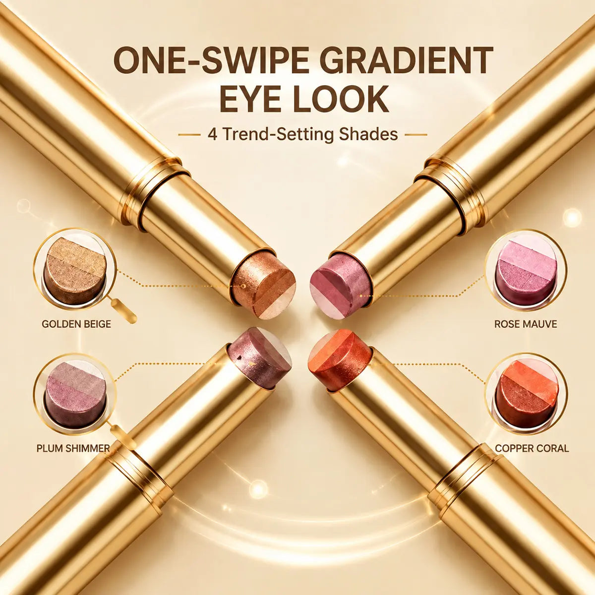 Buy 1 Get 3 Free!3-Color Eyeshadow Stick Gradient, Waterproof Long Lasting Creamy Shimmer Eye Shadow, Portable Smudge-Proof Glitter Makeup for Women, Day to Night (Fine Shimmer Brownish Orange)