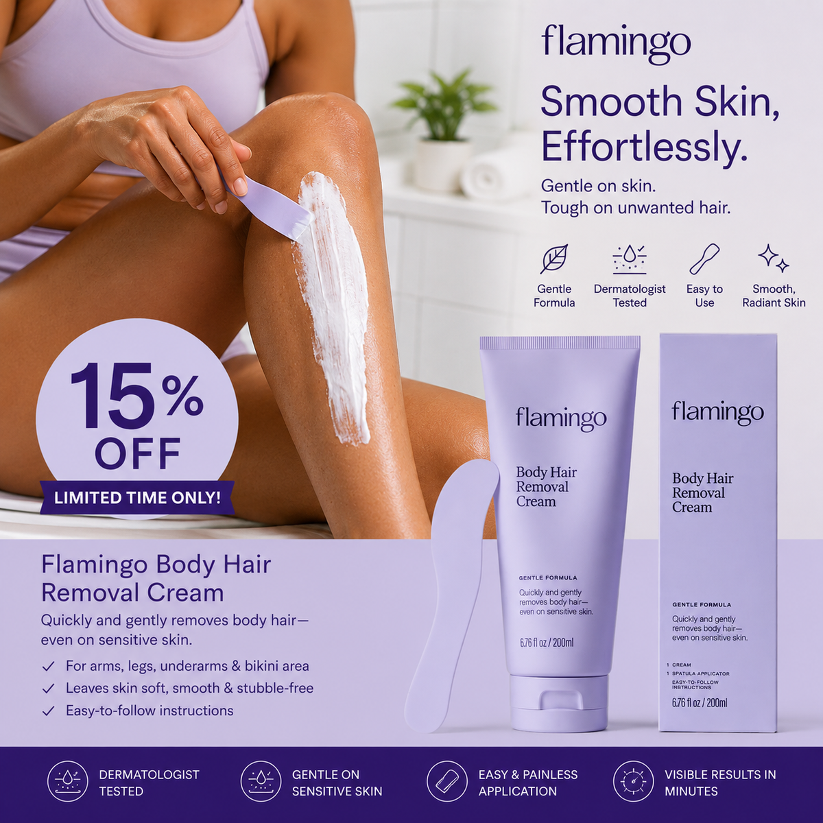 Flamingo Body Hair Removal Cream 200ml