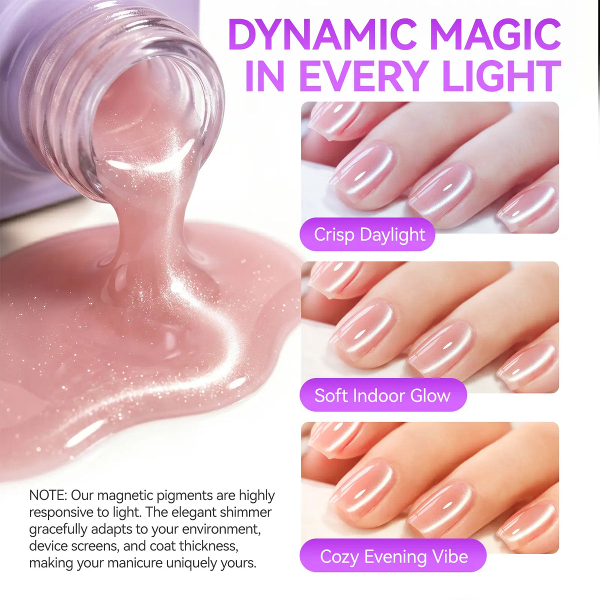 Gelikeec Cat Eye Gel Polish Nail Set with Magnet Stick Aurora Salon Quality Daily Use Women 16Ml Large Volume Series