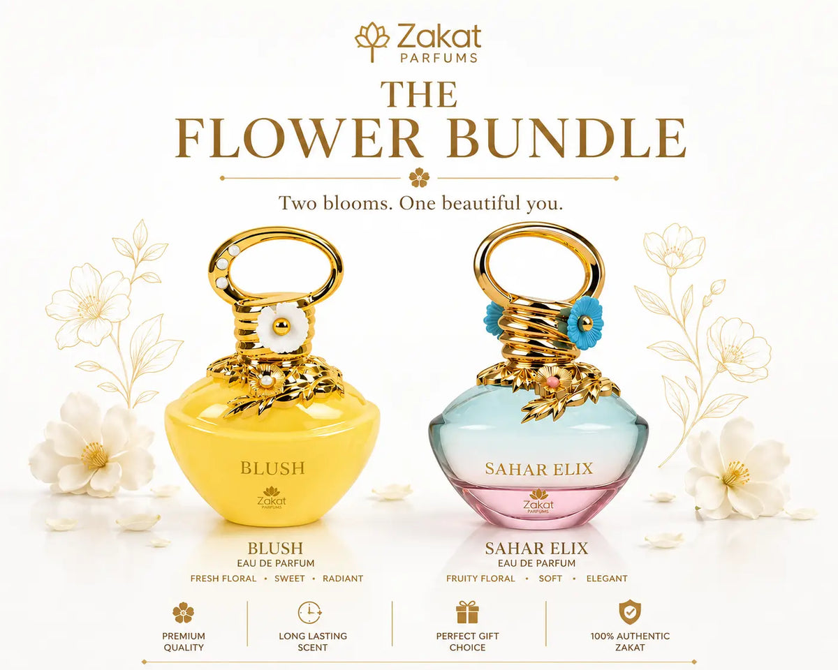 The Tow Flower Bundle I Sahar Elix + Flower Blush by Zakat Eau De Parfum 3.4 FL OZ Each for Women