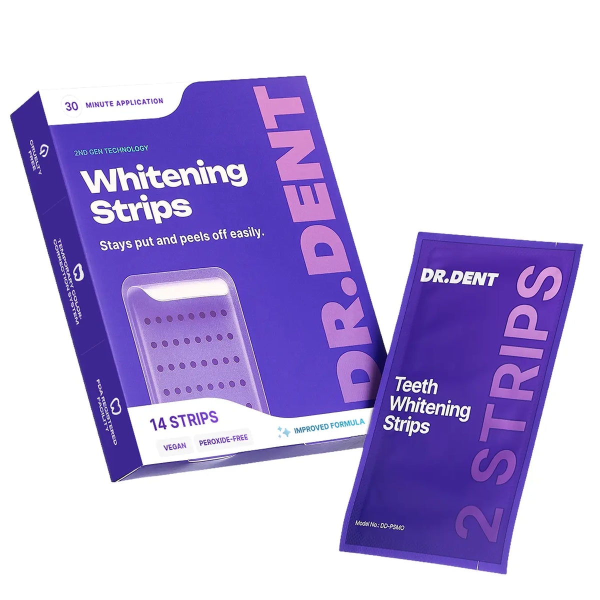 DRDENT Purple Teeth Whitening Strips - 7/21 Whitening Sessions - Non Sensitive Teeth Whitening - Peroxide-Free