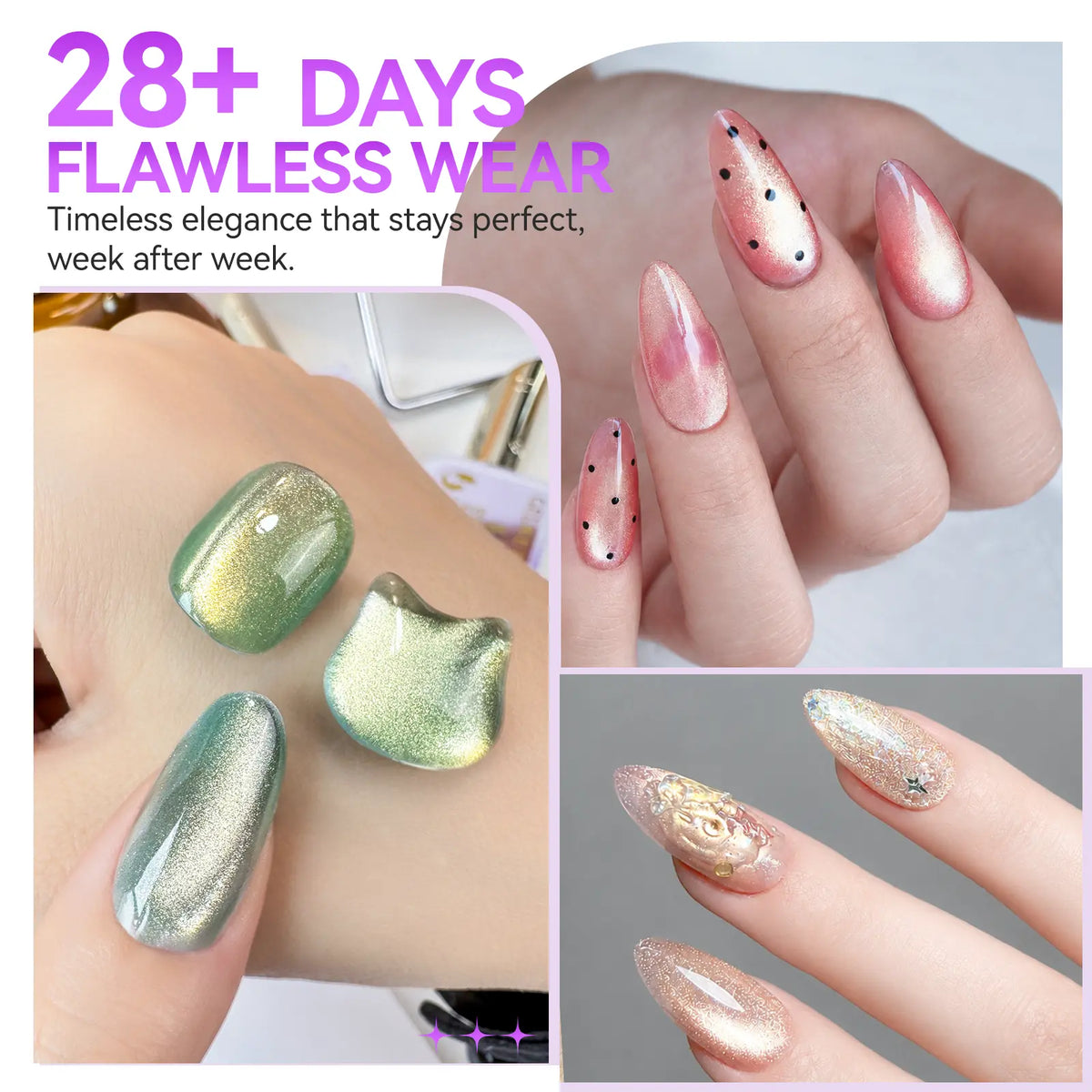 Gelikeec Cat Eye Gel Polish Nail Set with Magnet Stick Aurora Salon Quality Daily Use Women 16Ml Large Volume Series