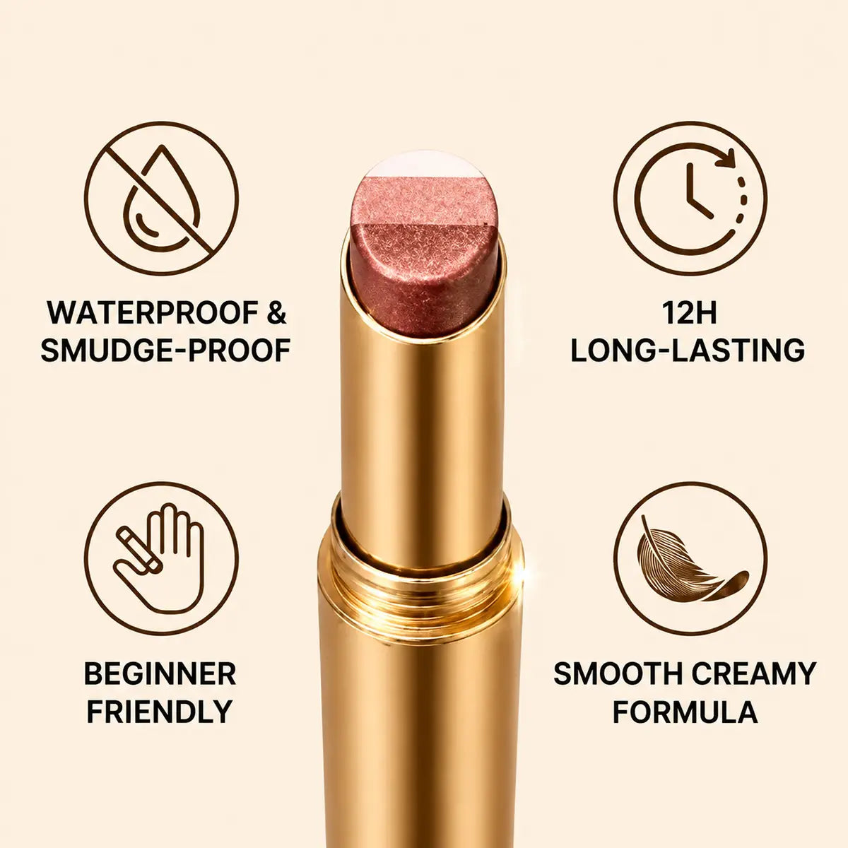 Buy 1 Get 3 Free!3-Color Eyeshadow Stick Gradient, Waterproof Long Lasting Creamy Shimmer Eye Shadow, Portable Smudge-Proof Glitter Makeup for Women, Day to Night (Fine Shimmer Brownish Orange)