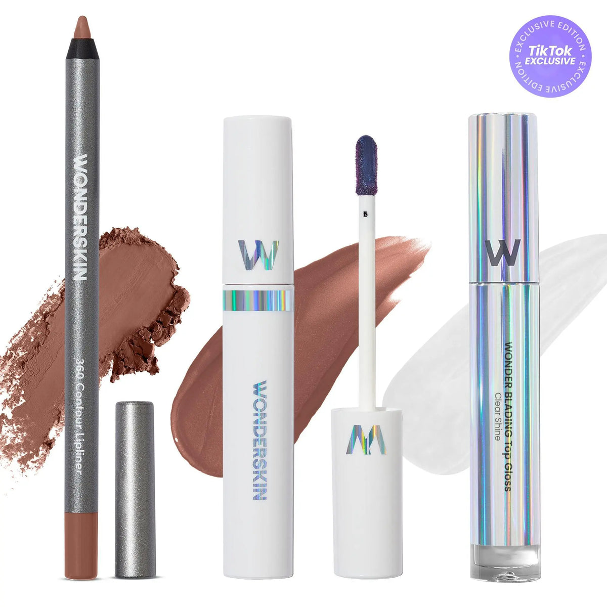 Wonderskin Ultimate Lips Set – Longwear Lip Stain, 360 Contour Lip Liner & Clear Gloss Trio for Waterproof, Transfer-Proof, Hydrating, and Glossy Finish – Vegan & Cruelty-Free All-In-One Lip Kit