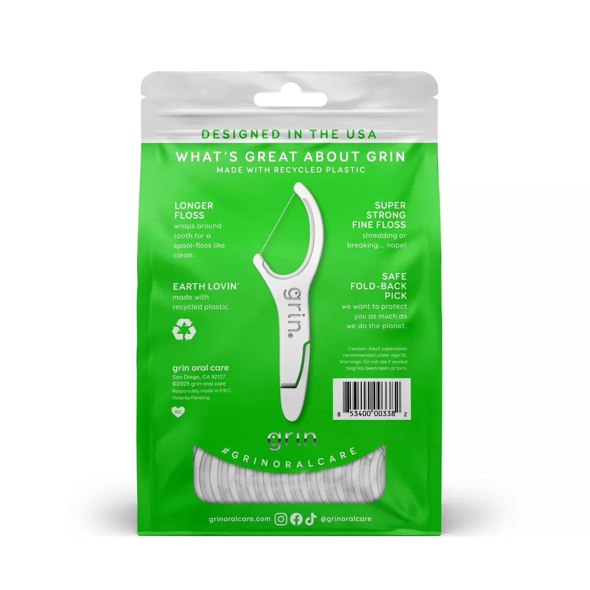 Grin Oral Care Fine Flosspyx - 150Ct