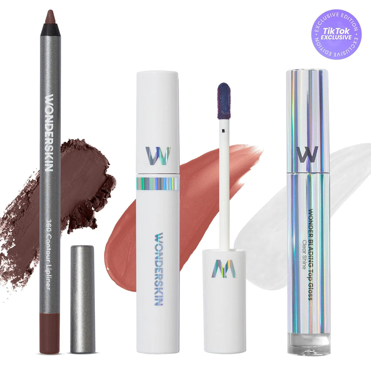 Wonderskin Ultimate Lips Set – Longwear Lip Stain, 360 Contour Lip Liner & Clear Gloss Trio for Waterproof, Transfer-Proof, Hydrating, and Glossy Finish – Vegan & Cruelty-Free All-In-One Lip Kit