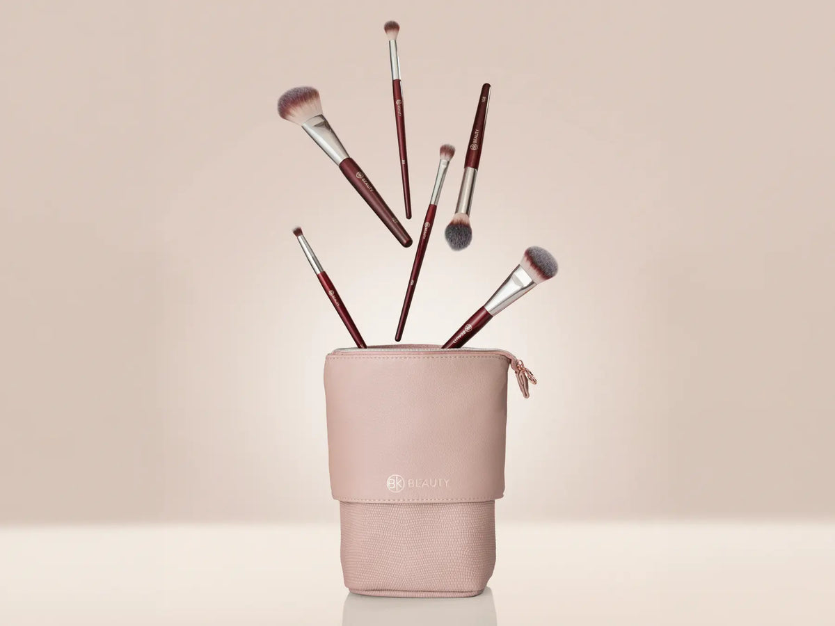 Standup Brush Holder & Travel Makeup Bag - Blush